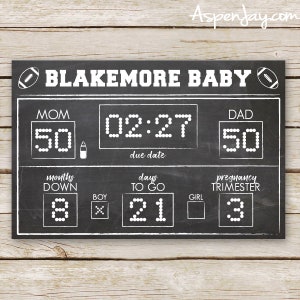 Football Baby Shower Scoreboard DIGITAL PRINTABLE - Baby Due Date Banner - Football Shower Sign - Sports Scoreboard Banner - Pregnancy Stats