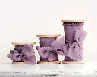 Silk ribbon for wedding invitations / Dusty purple silk ribbon for bridal bouquet, photo styling and decoration