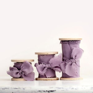 Silk ribbon for wedding invitations / Dusty purple silk ribbon for bridal bouquet, photo styling and decoration
