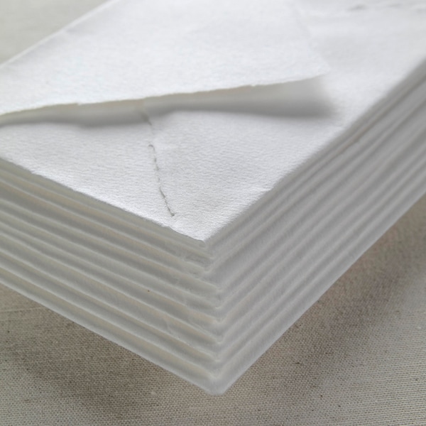 RSVP ENVELOPE en blanc avec papier fait à la main Deckle Edge, format 9x14 cm, 3,5x5,5 pouces