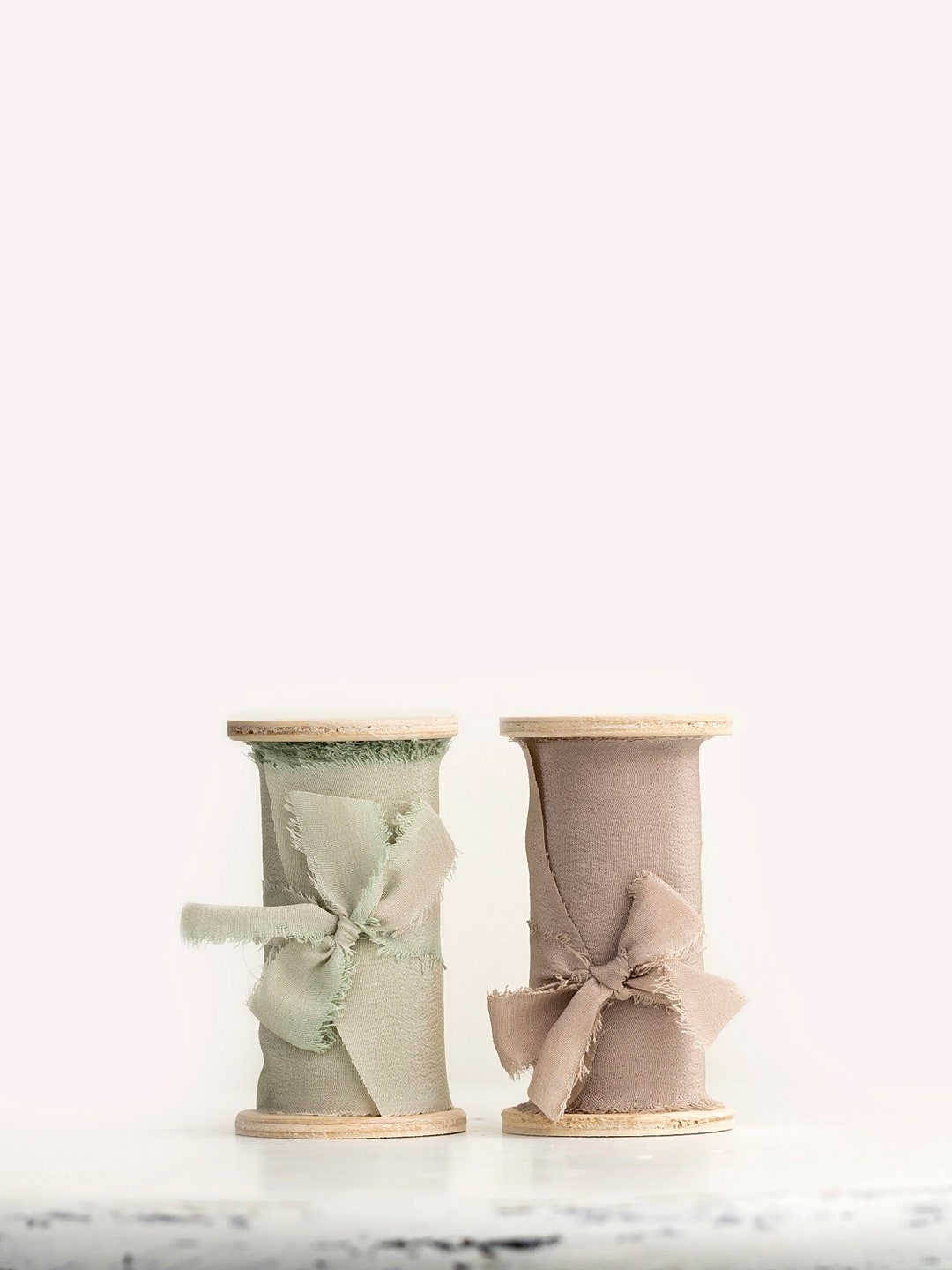 Set of 2 Silk Ribbon Colors Sage Green and Warm Taupe Silk Ribbon for ...