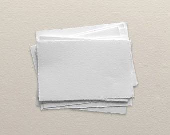 4x6 Blank Card 150gsm in White with Deckled Edge, Handmade Cotton Paper Made in Italy