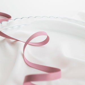 Dusty rose Velvety Dull Satin Ribbon, Ribbon for Invitations, Tags, Favors, Giftwrap / Three Different Widths image 4