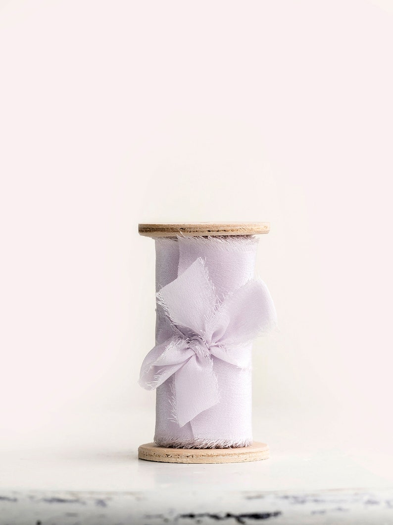 Silk Ribbon Styling Bundle Set of 3 ribbon spools in grey, lavender, mauve For wedding invitation, photography flat lays, table setting image 5