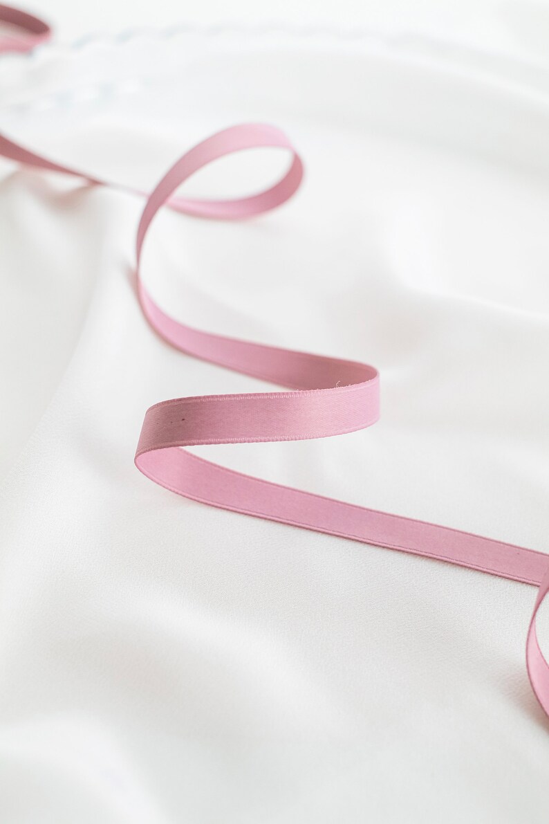 Dusty rose Velvety Dull Satin Ribbon, Ribbon for Invitations, Tags, Favors, Giftwrap / Three Different Widths image 3