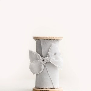 Silk Ribbon Styling Bundle Set of 3 ribbon spools in grey, lavender, mauve For wedding invitation, photography flat lays, table setting image 3