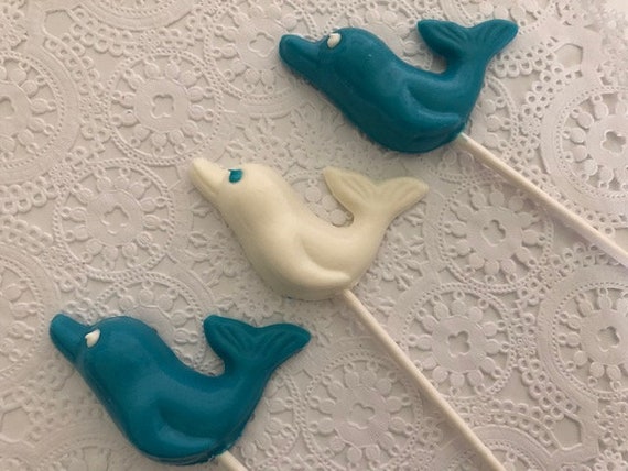 Dolphin Chocolate Lollipops 12 Qty Birthday Party Party Favors Under The Sea Party Nautical Theme Party Mermaid Party Porpoise Dolphins