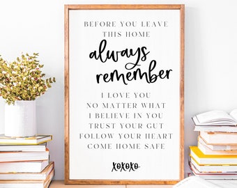Always Remember Wood Sign - MORE COLOR & SIZES - Inspirational - Home Decor