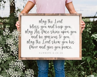 May the Lord Bless You - Wood Sign - Numbers 6:24-26 - Family Room - Home Decor - Entryway - Nursery - MORE SIZES & COLORS