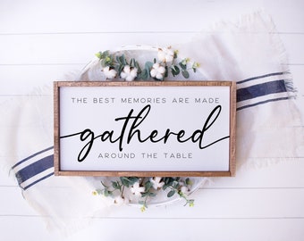 Gathered Around the Table - Wood Sign - Dining Room Decor - Kitchens - MORE SIZES & COLORS