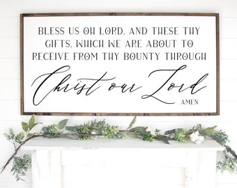 Bless Us Oh Lord - 48"x24" - MORE SIZES & COLORS - Dining Room Decor - Kitchen - Blessings - Prayer