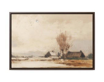 The Lone Barn - Modern Art - Abstract Print - Vintage Art - Gallery Canvas Wraps, Horizontal Frame