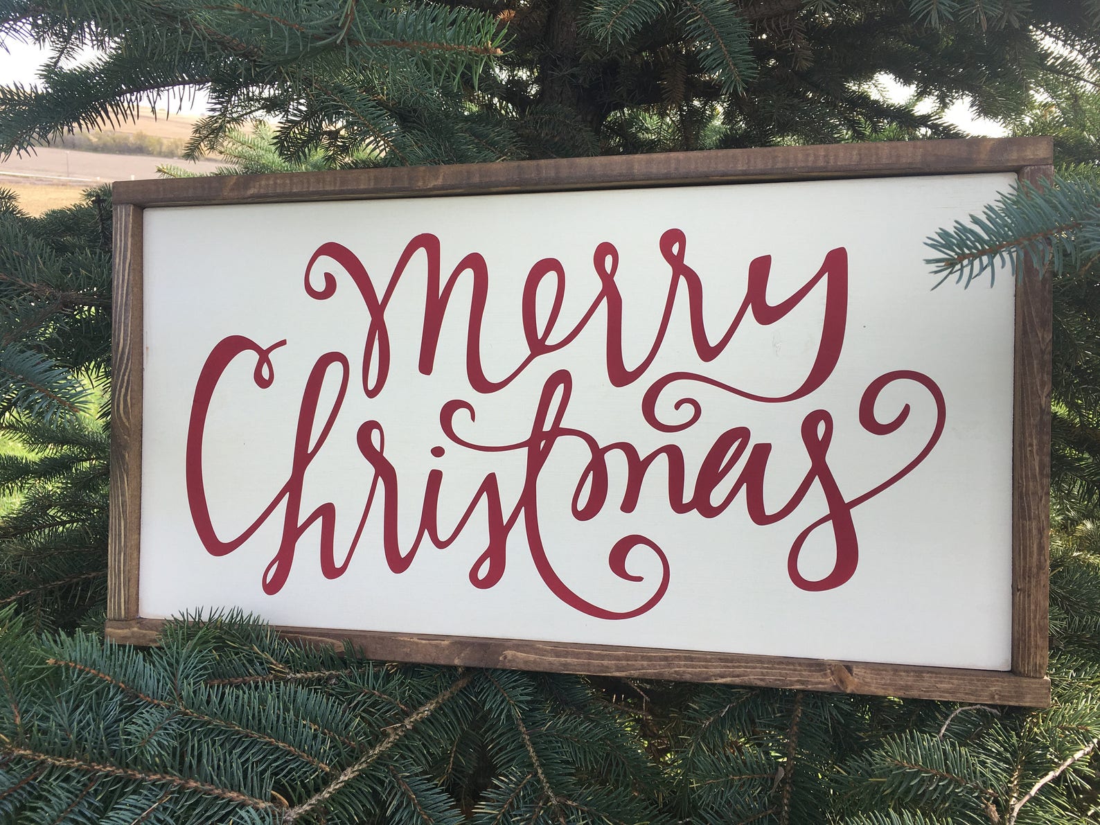 Merry Christmas wood sign Farmhouse Style Christmas Decor | Etsy