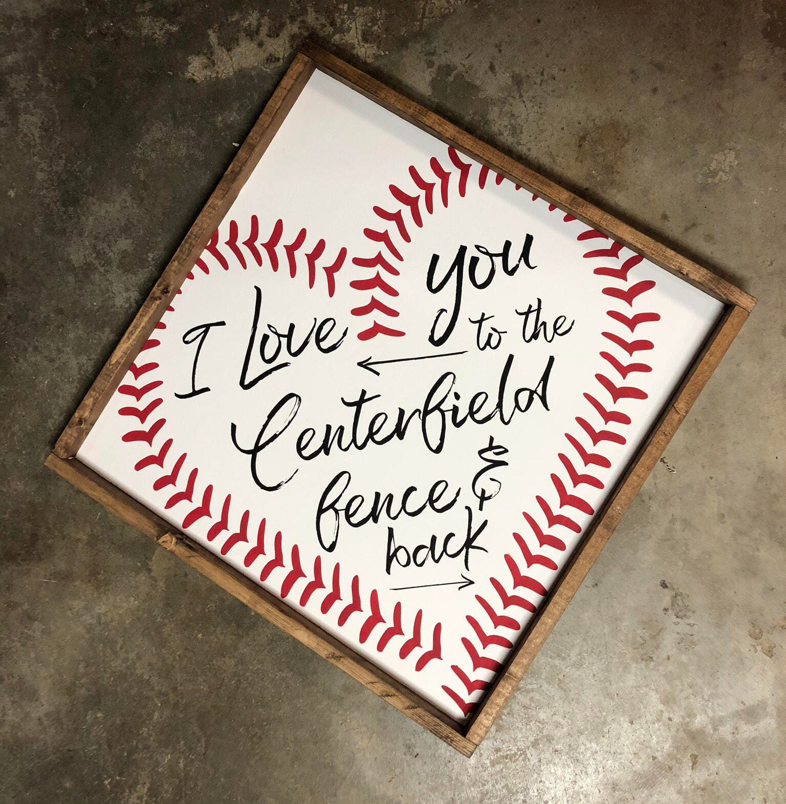 Judy554Bart Baseball Sign Home Sign Softball Sign Gift for Dad Daughter Mom Gift for Her Love You to Centerfield Fence Baby Nursery Decor 