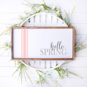 Hello Spring Wood Sign 13x24 Spring Decor Easter Decor Home Decor image 1