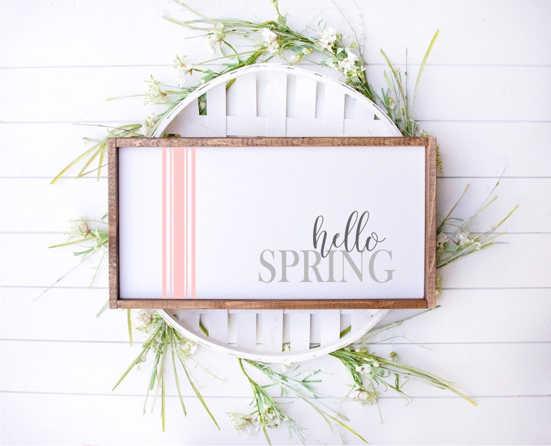 Hello Spring Wood Sign 13x24 Spring Decor Easter Decor Home Decor image 1