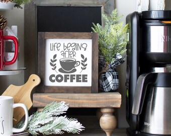 Coffee Mini Sign - MORE COLOR & SIZES - Wood Sign - Tiered Tray - Coffee Bar - Kitchen Decor