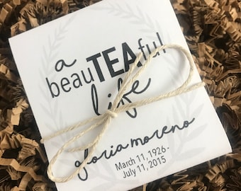 Personalized Tea Packets | Memorial Gifts | Funeral Favors | Life Celebration Gifts | Tea Lover Gift