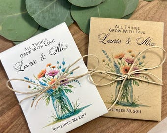 Wedding Wildflower Seed Packets | Personalized Wedding Seed Packets | All Things Grow With Love Custom Wedding Favors