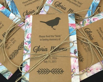 Paquetes de semillas de pájaros conmemorativos personalizados
