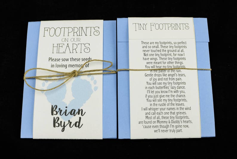DIY Baby Boy Infant Child Memorial Seed Packet Package \u2013 Footprints On Our Hearts