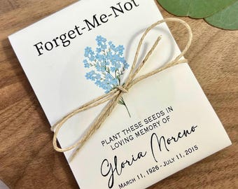 Personalized Memorial Forget-Me-Not Seed Packets | Custom Forget Me Not Funeral Seed Packets