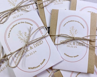 Wedding Wildflower Celestial Elegance Seed Packets | Love As Endless As the Cosmos Personalized Wedding Seed Packets | Custom Wedding Favors