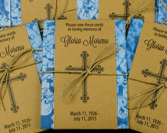 Paquetes de semillas conmemorativas católicas/cristianas con cruz