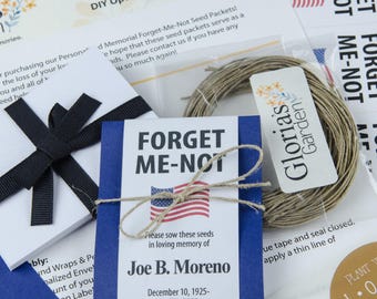 Do-It-Yourself Patriotic Personalized Memorial Forget-Me-Not Seed Packets