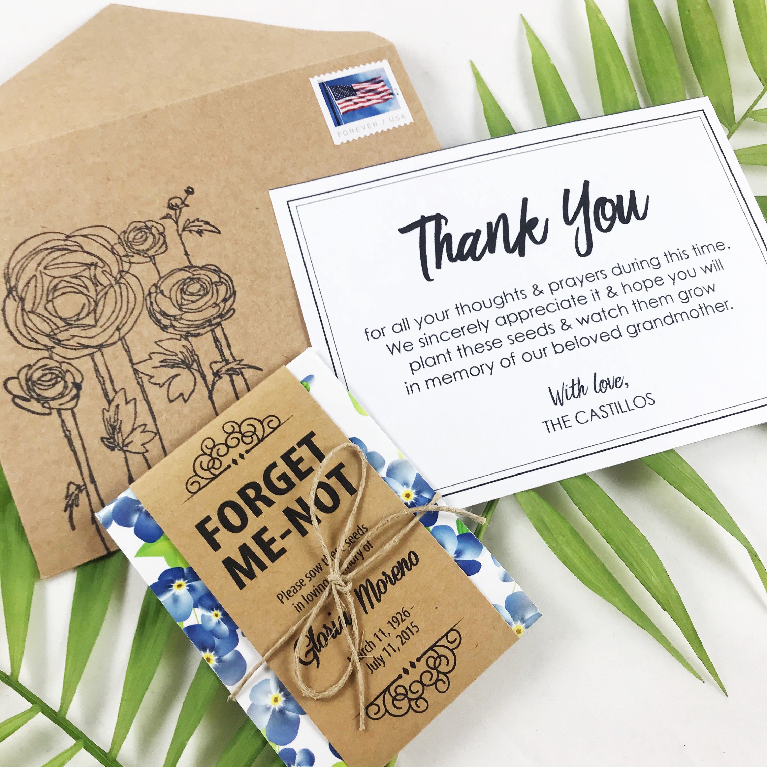 Personalized Sympathy Acknowledgement Cards | Memorial Thank You Cards ...