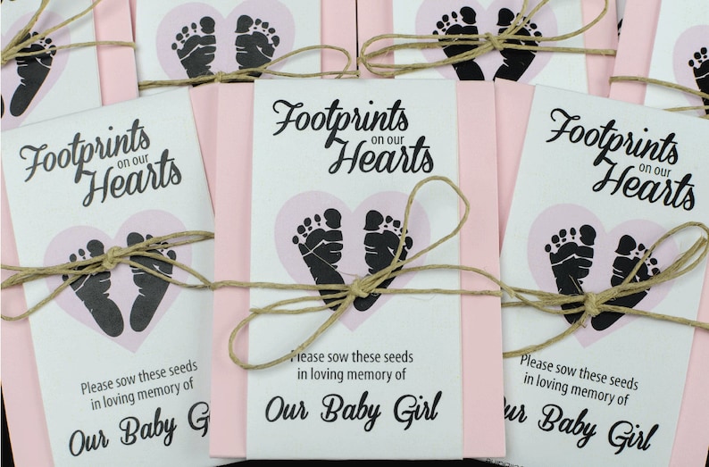 Baby Girl Infant Child Memorial Seed Packets Tiny Footprints image 1