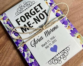 Personalized Memorial Forget-Me-Not Seed Packets in Lavender and Purple