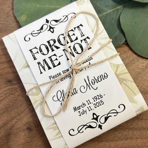 Personalized Gray & White Memorial Forget-Me-Not Seed Packets