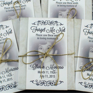 Classic Memorial Forget-Me-Not Seed Packets with Photograph