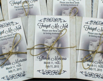 Classic Memorial Forget-Me-Not Seed Packets with Photograph