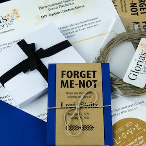 Do-It-Yourself Personalizado Memorial Olvídate-Me-No-No Seed Paquetes en Azul Marino