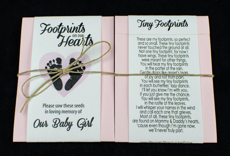 Baby Girl Infant Child Memorial Seed Packets Tiny Footprints image 3