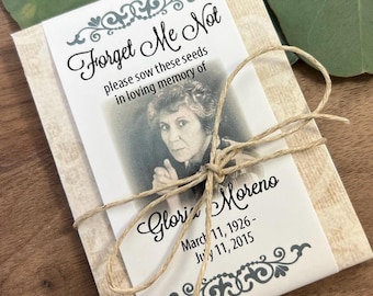 Classic Memorial Forget-Me-Not Seed Packets with Photograph