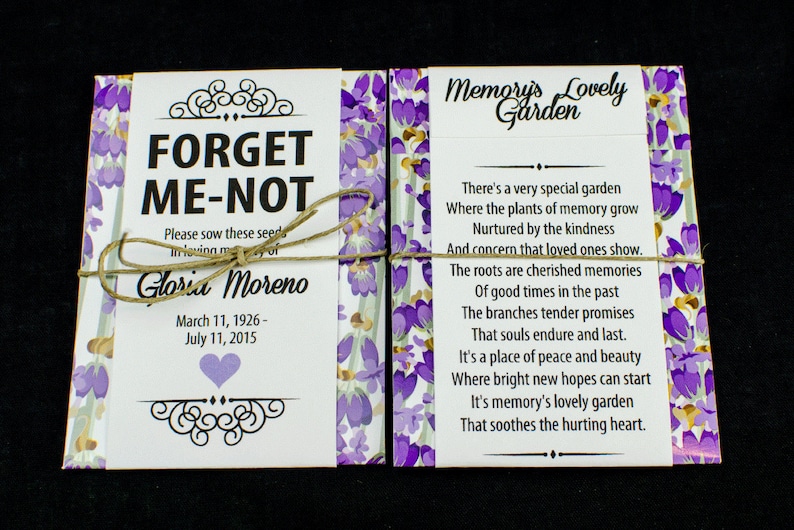 Personalized Memorial Forget-Me-Not Seed Packets in Lavender and Purple image 3