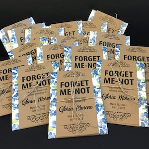 Personalized Memorial Forget-Me-Not Seed Packets with Blue Floral Wrap image 2