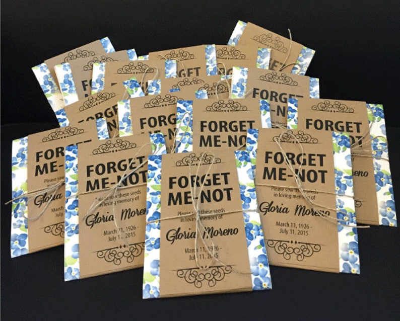 Personalized Memorial Forget-Me-Not Seed Packets with Blue Floral Wrap image 2