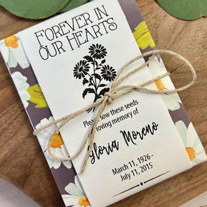 Personalized Memorial Wildflower Seed Packets with Daisies