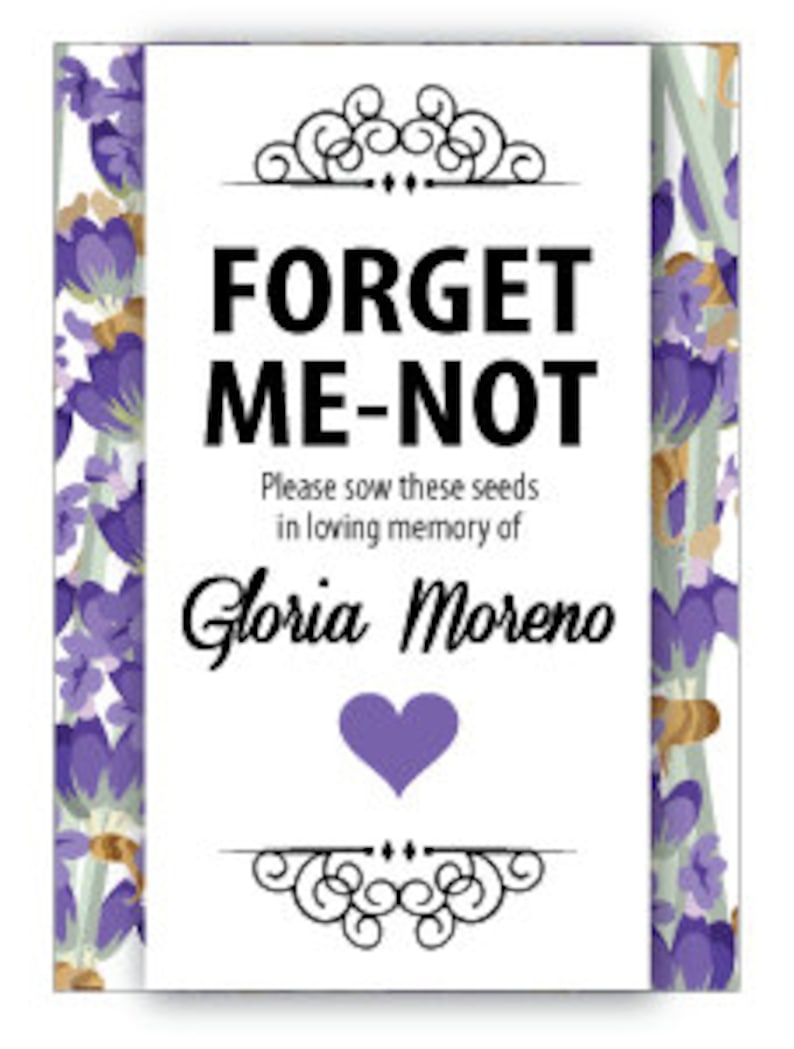 Personalized Memorial Forget-Me-Not Seed Packets in Lavender and Purple image 4