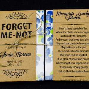 Personalized Memorial Forget-Me-Not Seed Packets with Blue Floral Wrap image 3