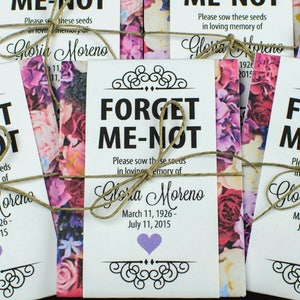 Personalized Red and Purple Memorial Forget-Me-Not Seed Packets