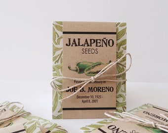 Paquetes de semillas de jalapeños conmemorativos personalizados