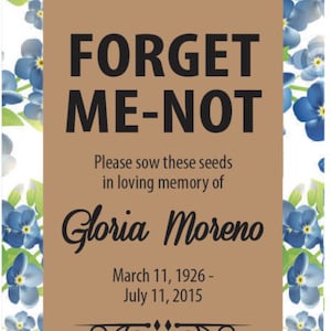 Personalized Memorial Forget-Me-Not Seed Packets with Blue Floral Wrap image 4