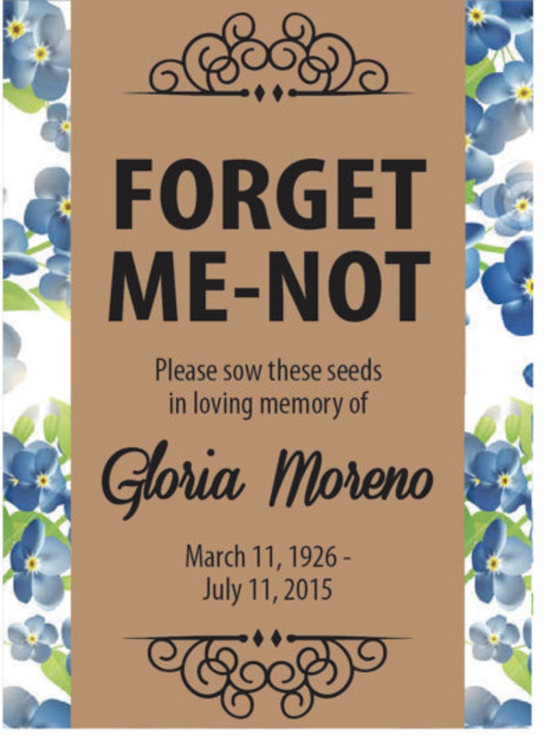 Personalized Memorial Forget-Me-Not Seed Packets with Blue Floral Wrap image 4