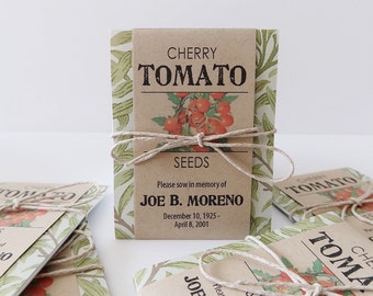 Paquetes de semillas de tomate cherry conmemorativos personalizados
