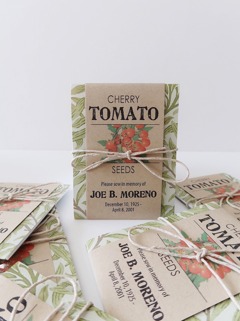 Personalized Memorial Cherry Tomato Seed Packets image 1